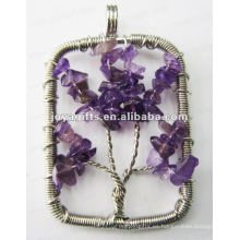 Amethyst Chip Stone Beads Colgante de árbol de suerte